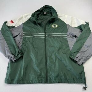 Reebok Green Bay Packers Vintage Men's Windbreaker Jacket NFL‎ Full Zip Green L